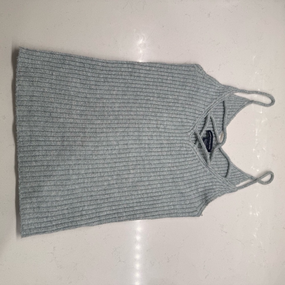 American Eagle Outfitters Gray Ribbed Tank Top